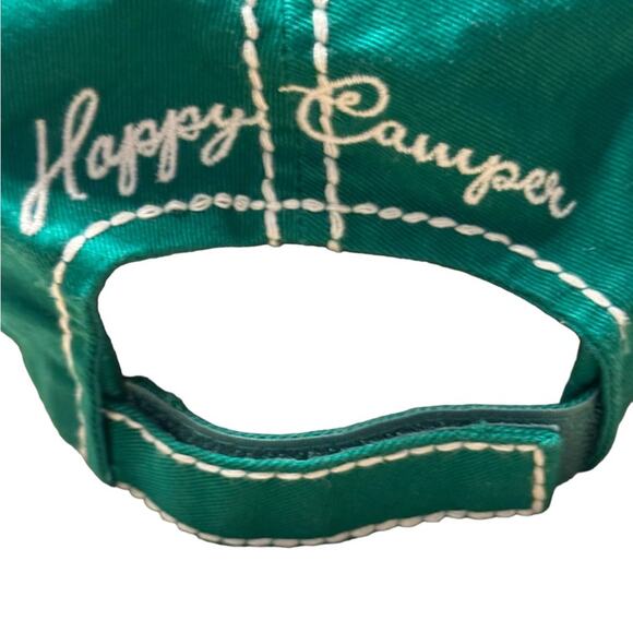 Happy Camper Green Adjustable Back Hat/Cap with Camping Theme - Picture 3 of 8